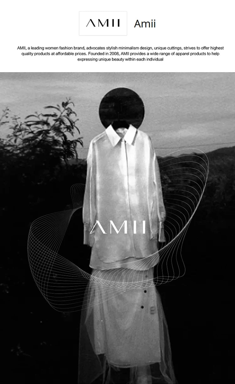AMII Minimalist French Long-sleeve Shirt Dress for Women 2024 Autumn New A-line Office Lady Solid Midi Dresses Vestidos 12343290