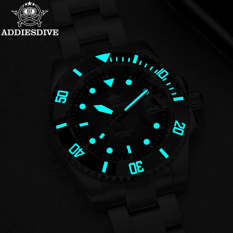 ADDIESDIVE Automatic Watch for Men Sapphire AR Coated 20Bar Supper Luminous Wristwatch Sports Mechanical Watches New AD2536