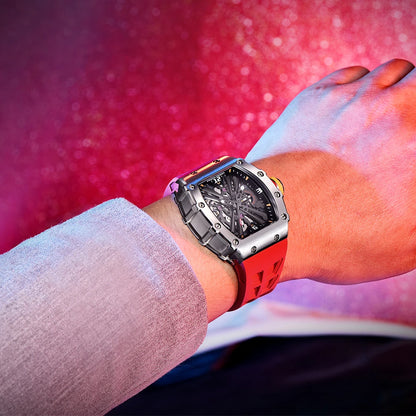 PAGANI DESIGN  Luxury Mens Quartz Watches Barrel Shape Waterproof Wrist Watch For Men VH65 Silicone Luminous Sapphire Mirror