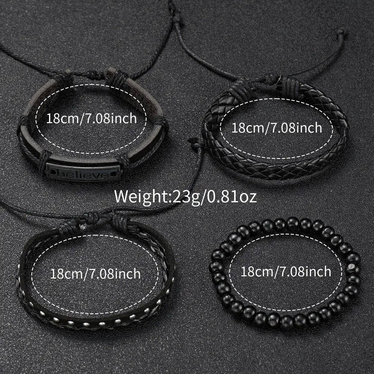 4/5PCS Fashion Leather Strap Men Business Watches Casual Mens Quartz Watch Vintage Bracelets Set Reloj Hombre（Without Box）