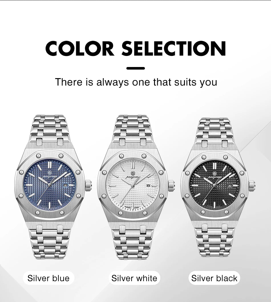 PAAZOMU Luxury Watches For Men Stainless Steel Waterproof Luminous Man Watch Date Week Fashion Casual Men's Quartz Watch Reloj