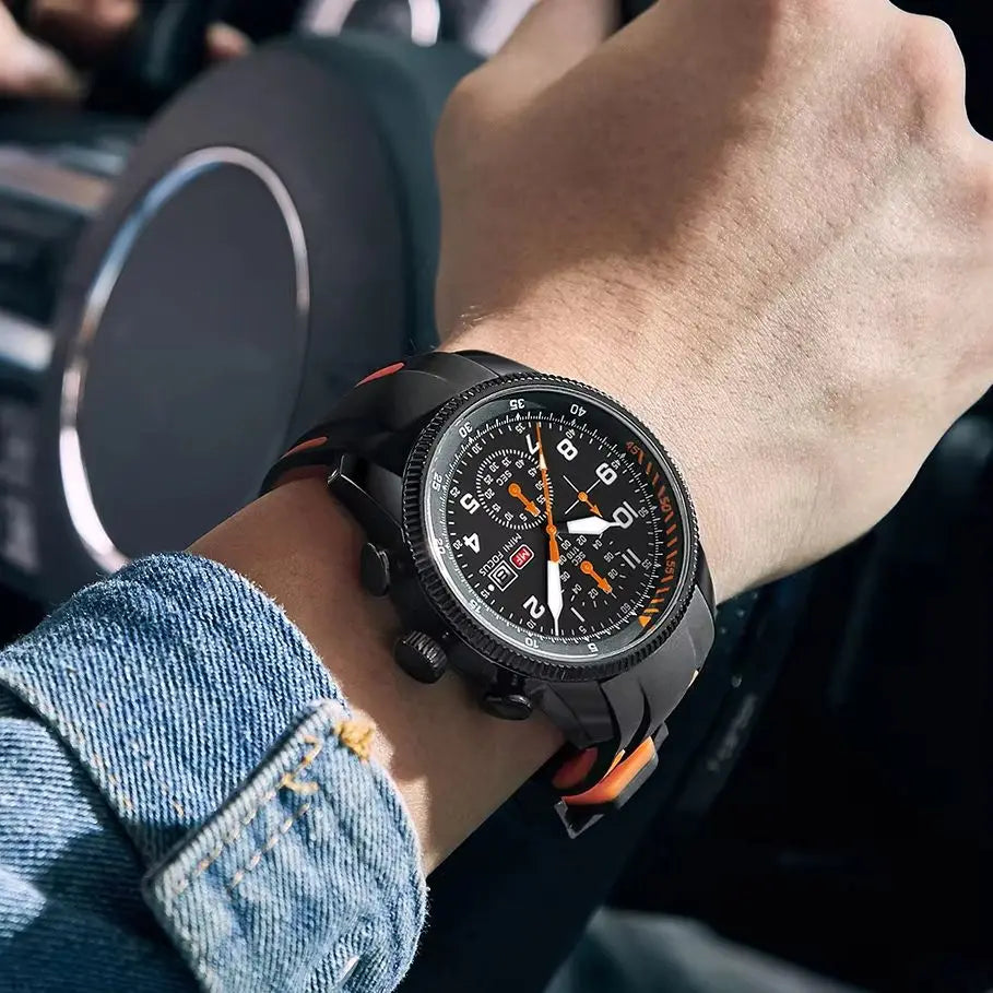 MINI FOCUS Electronic Quartz Mens Watches Auto Date Wristwatch Water Resistant Clock Gift for Men relogio masculino 0379G