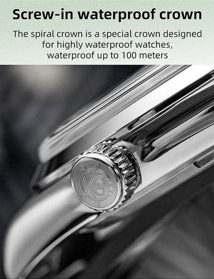 ADDIESDIVE Hot Sale AD2066 Mens Watch 36mm Bubble Mirror Glass Mint Green Quartz Watches Waterproof Luxury Stainless Steel Clock