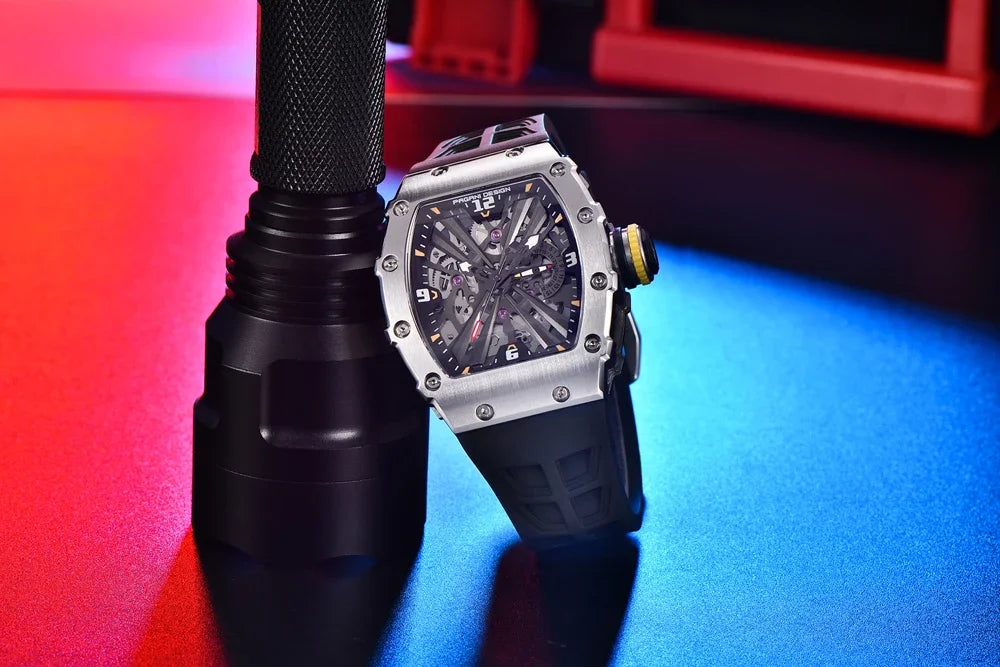 PAGANI DESIGN  Luxury Mens Quartz Watches Barrel Shape Waterproof Wrist Watch For Men VH65 Silicone Luminous Sapphire Mirror