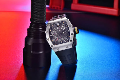 PAGANI DESIGN  Luxury Mens Quartz Watches Barrel Shape Waterproof Wrist Watch For Men VH65 Silicone Luminous Sapphire Mirror
