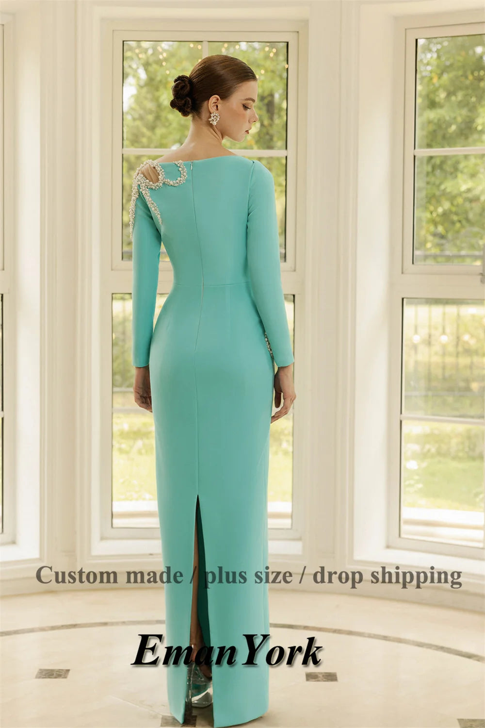 EmanY Stylish Beads Mother of the Bride Dresses for Women Sequined Mermaid Wedding Guest Gown Vestidos De Novia Customized Plus