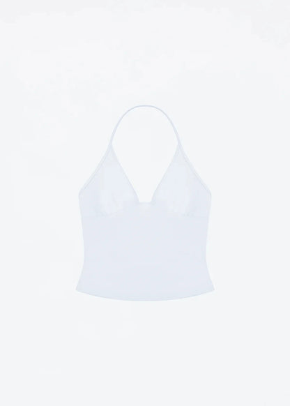 Tank triangle cup halter V-neck backless crop top Hayley's same style strappy top low-cut backless top
