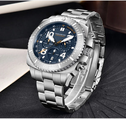 FEELNEVER New Diver Quartz Watch for Men 316L Stainless Steel Sapphire Big Dial Watch Men Outdoor 1000M Waterproof Men's Watches