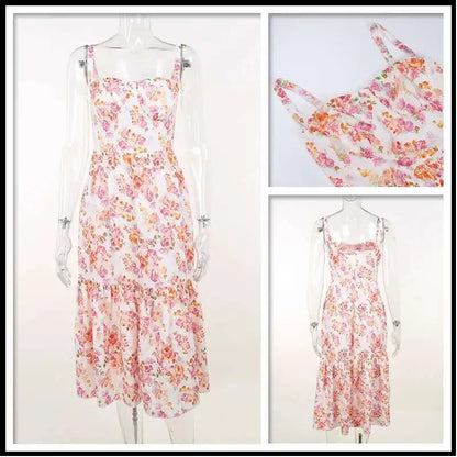 Townlike Print Bodycon A-line Dress Women Spaghetti Strap 2023 Summer Dress Midi Long Strapless Nightclub Sexy Party Dresses