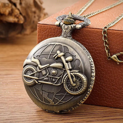 Silver Bronze Retro Bike Bicycle Design Pocket Key Ring Clip Clasp Bag Watch Quartz Watch Metal Deco Watches