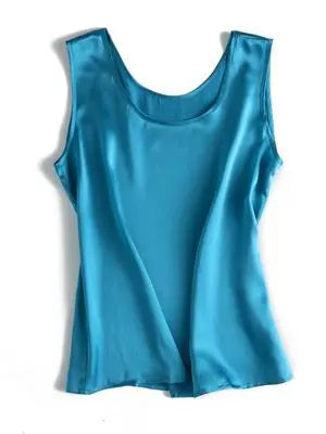 SuyaDream. Women Basic Cozy Tanks, 100%Real Silk, O neck Sleeveless Chic T Shirt, 2025 Solid Summer Vests, White, Pink, Beige