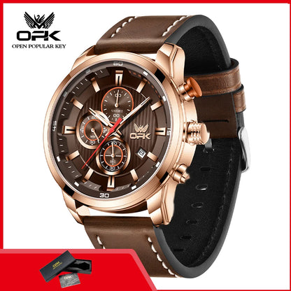 OPK 6083 Men's Quartz Watch Leathar Strap Luxury Luminous 30m Waterproof Modern Business Watches For Men