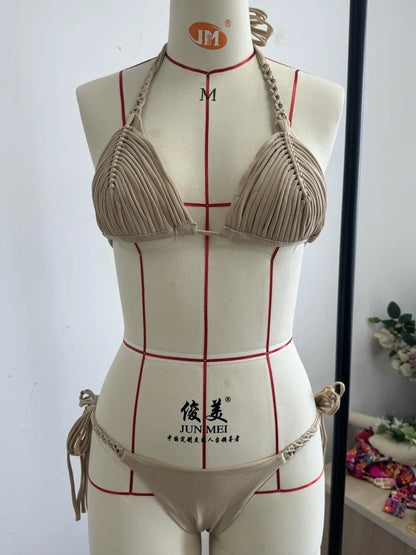 2025 New Five-pointed Star Brazilian Bikini Swimwear Women's Braided Rope Swimsuit Two Piece Set Female Sexy Mujer Beachwear