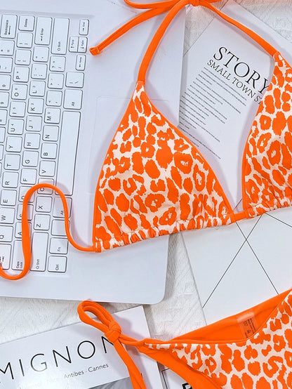 Sexy Leopard Micro Bikini 2025 Women Swimsuit Female Swimwear Thong Bikinis Set Brazilian Halter Beach Wear Lace Up Bathing Suit