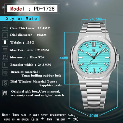 PAGANI DESIGN Top Luxury Automatic Watch For Men Mechanical Watches Men Sports Waterproof Sapphire Stainless Steel Reloj Hombre