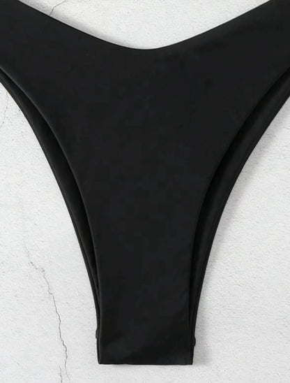 2025 New Bikini Set Women Sexy Simple Solid White/Black/Coffee Halter Bikini Swimsuit Lace Up Brazilian Beach Bathing Suit