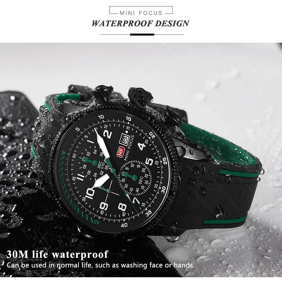 MINI FOCUS Electronic Quartz Mens Watches Auto Date Wristwatch Water Resistant Clock Gift for Men relogio masculino 0379G