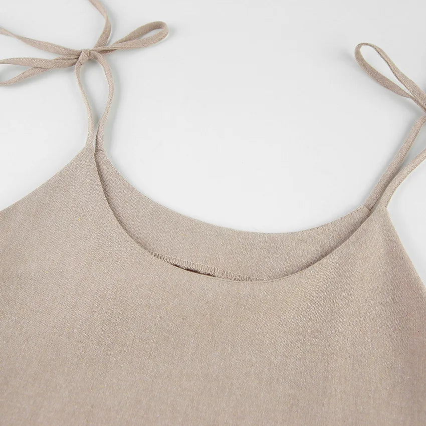 Solid Color Leace-up Spaghetti Strap Dresses Women Fashion Folds A-line Mini Dress Temperament Lady Commuting Short Vestidos New