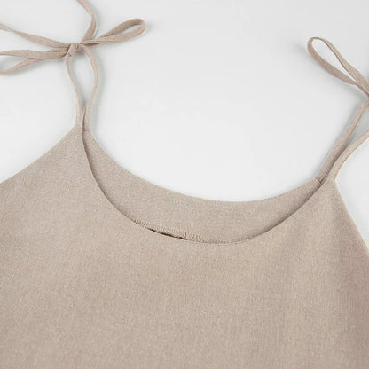 Solid Color Leace-up Spaghetti Strap Dresses Women Fashion Folds A-line Mini Dress Temperament Lady Commuting Short Vestidos New