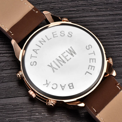 Original XINEW Brand Men Watches Black Boys Fashion Leather Band Gifts Quartz Watch Relogio Masculino Montre Homme Reloj Hombre
