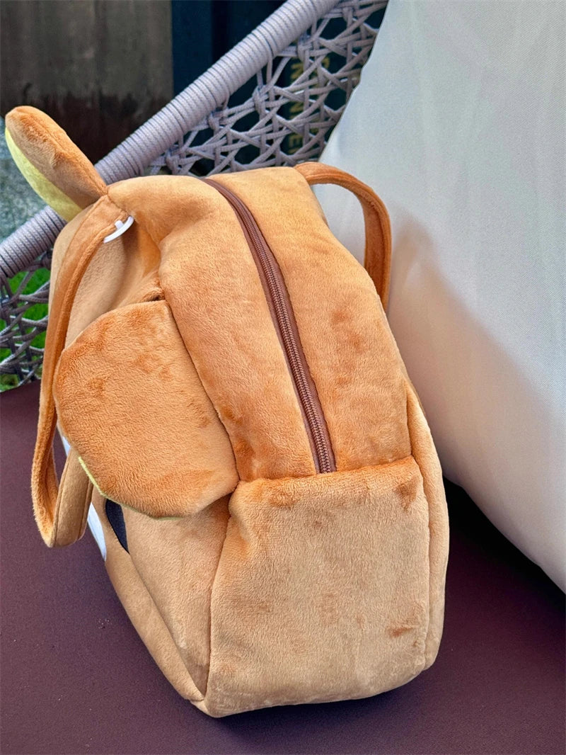 Kawaii Rilakkuma Plush Tote Bag Cute Brown White Bear Cartoon Handbag Soft Casual Shoulder Bag For Women Girl Large Capacity