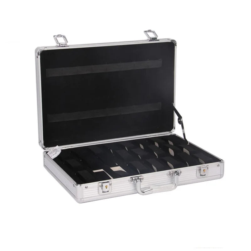 VANSIHO  Aluminum Watches 6/10/12 Grids Suitcase With Glass Window Watch Storage Aluminum Case  Watch Box Organizer For Men