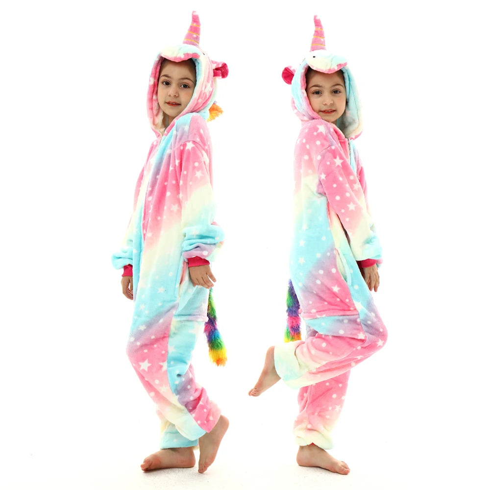 boys girls stitch kigurumi pajamas children winter flannel onesies kids panda tigger dinosaur pijama baby blanket sleepers