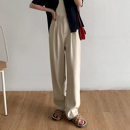 High Waist Women Suit Pants Fall Straight Office Ladies Korean Fashion Trousers Casual Button Loose Female Black Pants New