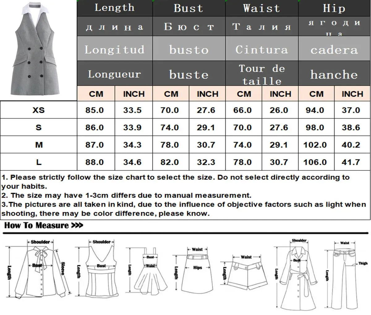 HH Female Sexy Mini Dress Grey Turn-Down Collar Sleeveless Backless Double Breasted Summer A-Line Dresses Woman New Trendy
