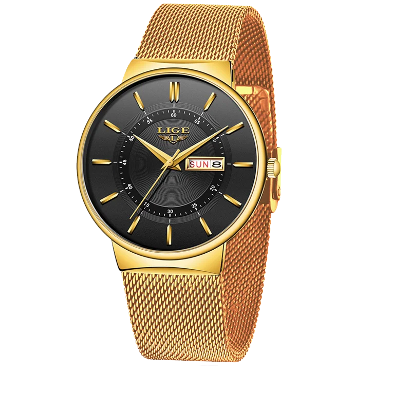 LIGE Mens Watches Top Brand Luxury Waterproof Ultra Thin Date Clock Male Steel Strap Casual Quartz Watch Men Sports Wrist Watch