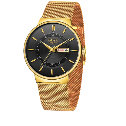 LIGE Mens Watches Top Brand Luxury Waterproof Ultra Thin Date Clock Male Steel Strap Casual Quartz Watch Men Sports Wrist Watch