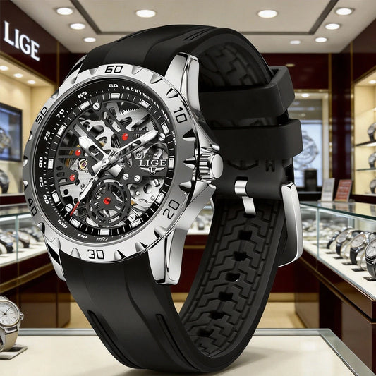 LIGE Top Luxury Automatic Watch For Men Mechanical Watches Men Sports Waterproof Stainless Steel Men Watch Reloj Hombre