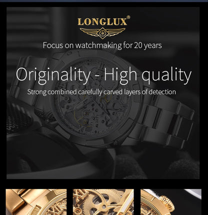 Men automatic watch luxury mechanical watches waterproof skeleton  wholesale stainless steel gift watch