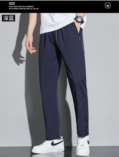 Men's Casual Pants Business Stretch Slim Fit Elastic Waist Jogger Korean Classic Blue Black Gray Male Brand Trousers