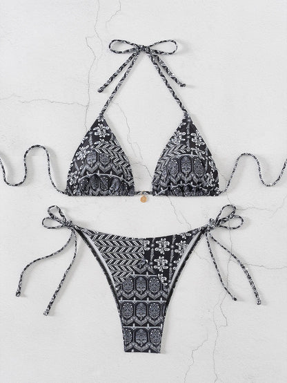 "2026 New Triangle Bikini Set - Floral Print Push Up Swimsuit & Brazilian Bottoms"