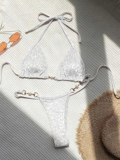 S - XL Leopard Halter Mini Micro Thong Bikini Women Swimwear Female Swimsuit Two-piece Bikini set Bather Bathing Suit Swim K5207