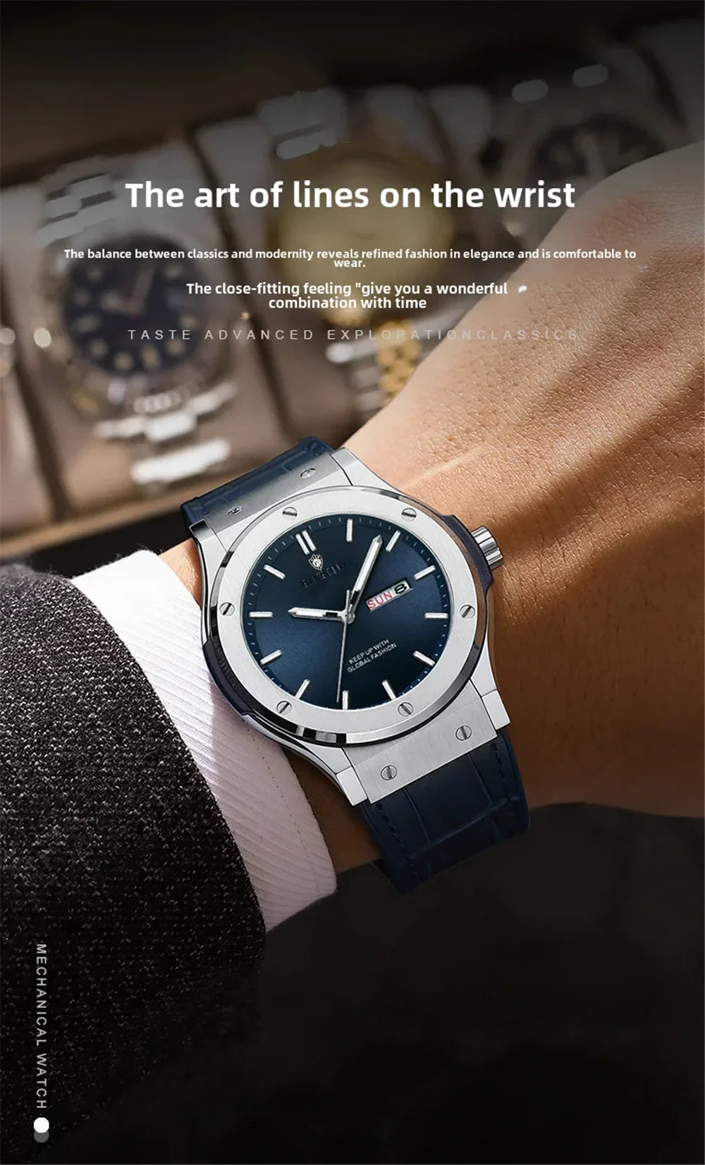 Fashion Quartz Wristwatches New Gifts Sports Leather Mens Automatic Watches For Man Luxury Automatic Watch Men Digital Clock