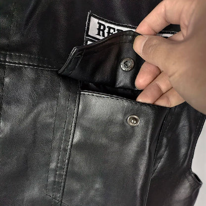 Men Motorcycle Spring Jackets SOA Punk Black Motorbike Gilet Sons of Anarchy Leather Moto Jacket Vest