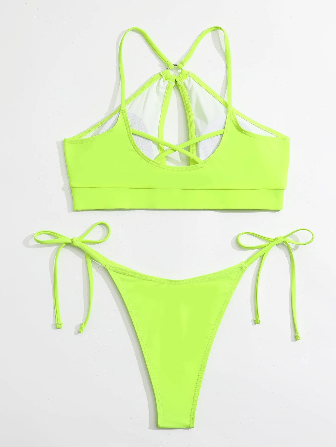2025 Sexy Orange Bikini Hollow Out Push Up Two-Piece Swimsuit Women Halter Bandage Backless Thong Swimwear Summer Beachwear New