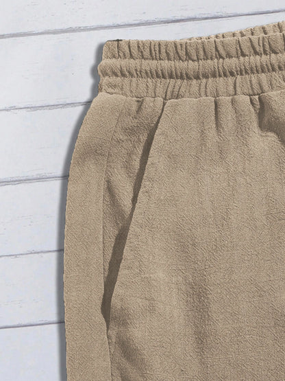 Summer thin linen shorts for men, loose and casual, five-inch pants, cotton and linen, breathable, suitable for beach and sports