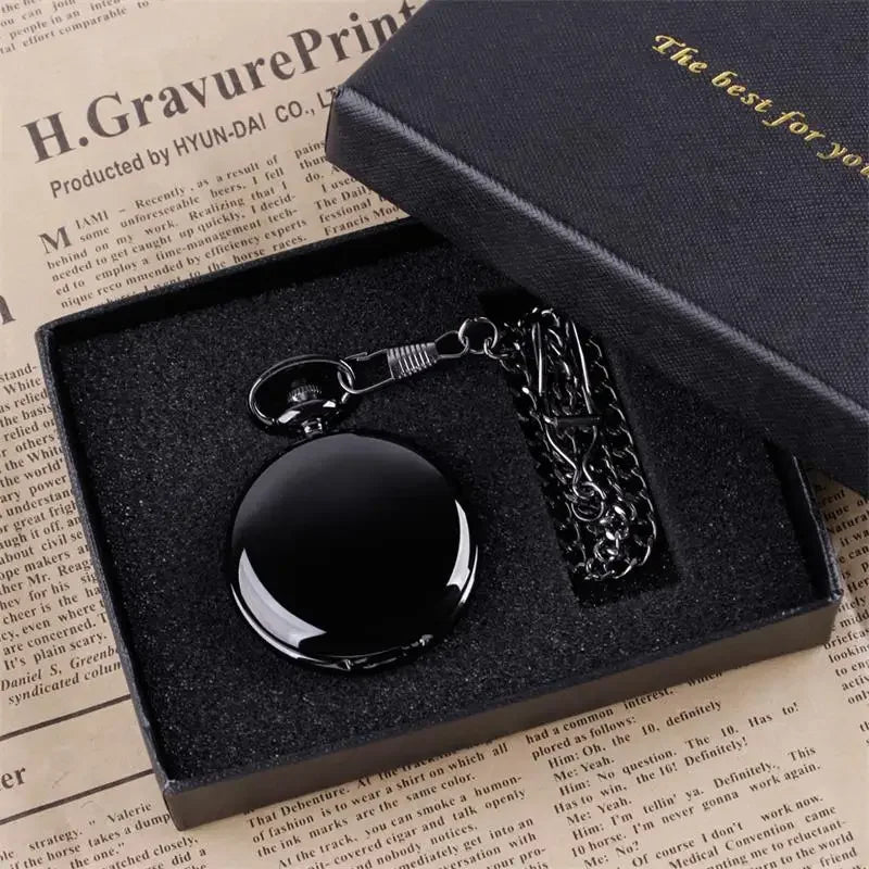 Luxury Gold Quartz Pocket Watch Gift Box Set For Family Fashion Casual Necklace Pendant Unisex Pocket&Fob Chain Watches with Box