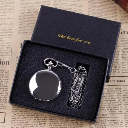 Luxury Gold Quartz Pocket Watch Gift Box Set For Family Fashion Casual Necklace Pendant Unisex Pocket&Fob Chain Watches with Box