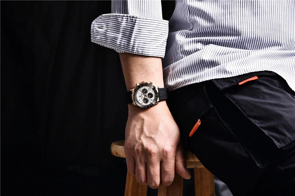 40mm New V2 PAGANI DESIGN Men's Quartz Watches Sapphire Retro Chronograph Stainless Steel Waterproof Watch Men Relogio Masculino
