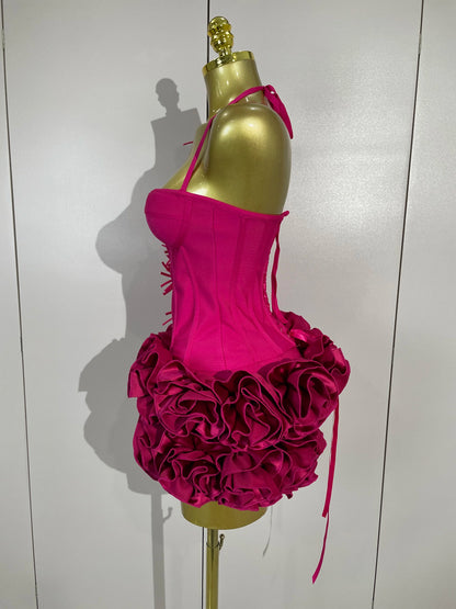 Sexy Halter Prom Gown Celebrity Club Two Piece Set Cocktail Elegant Women Fashion Luxury Birthday Party Red Black Bandage Outfit