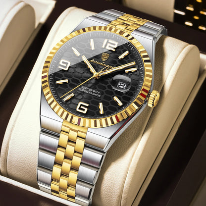 POEDAGAR Fashion Exquisite Men Wristwatches Waterproof Luminous Date Luxury Man Watch Stainless Steel Quartz Men's Watches Reloj