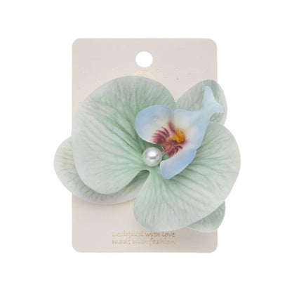 Artificial Orchid Flower Butterfly Hair Clips for Woman Girls Phalaenopsis Pearl Duckbill Hairgrips Hairpins Hair Accessories