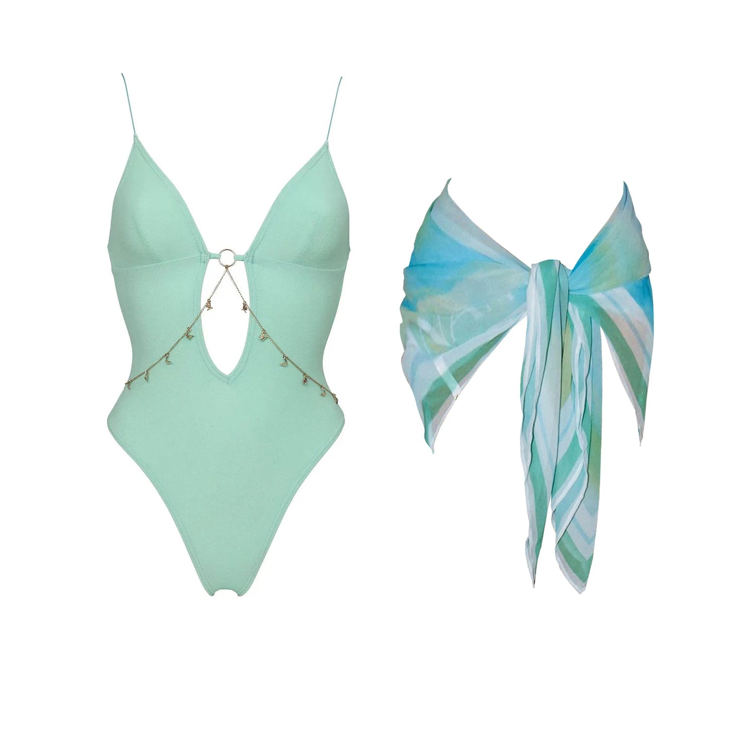 Bikini Swimsuit with Cover Up Brazilan Bikini Set Swimwear for Women Sexy Gradient Halter Bathing Suit Summer Female