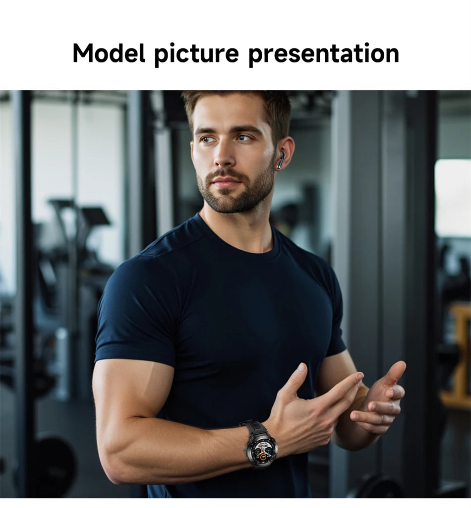 NFC Smart Watch Wireless Earphone 2 in1 Bluetooth Call Men Smart Watches Heart Rate Monitor Music Playing Headphones Smartwatch