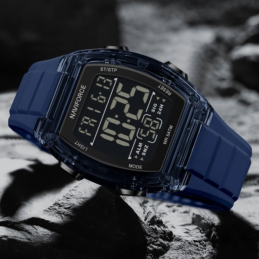 NAVIFORCE Top Brand Luxury Mens Watches Alarm Stopwatch LED Digital Backlight Display Waterproof Sport Watch Men Montre Homme