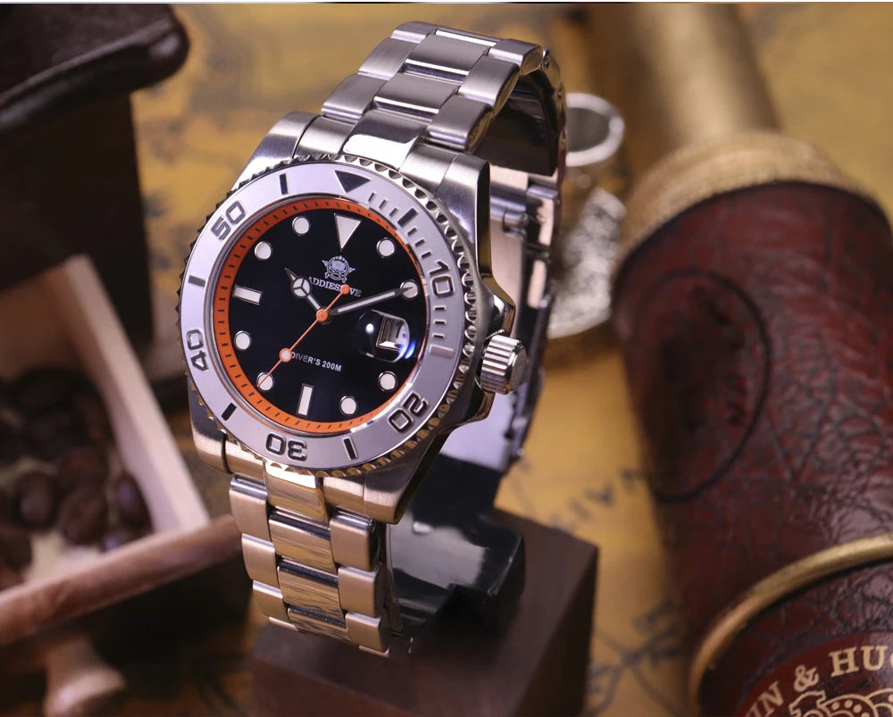 ADDIESDIVE Men's Watch BGW9 Super Luminous 316L Stainless Steel 20Bar Diving Quartz Steel Watches